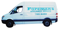 See Foremans appliance service truck serving southern Rhode Island